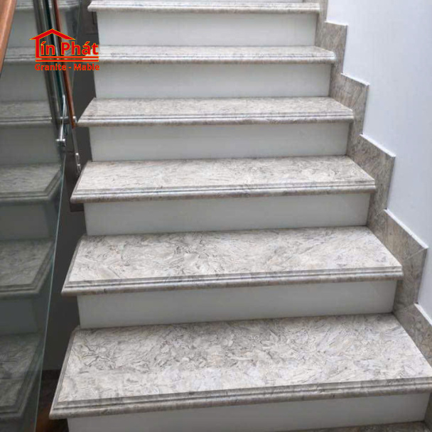 Đá cầu thang Granite Trắng Suối Lau Cổ Trắng Tối Giản