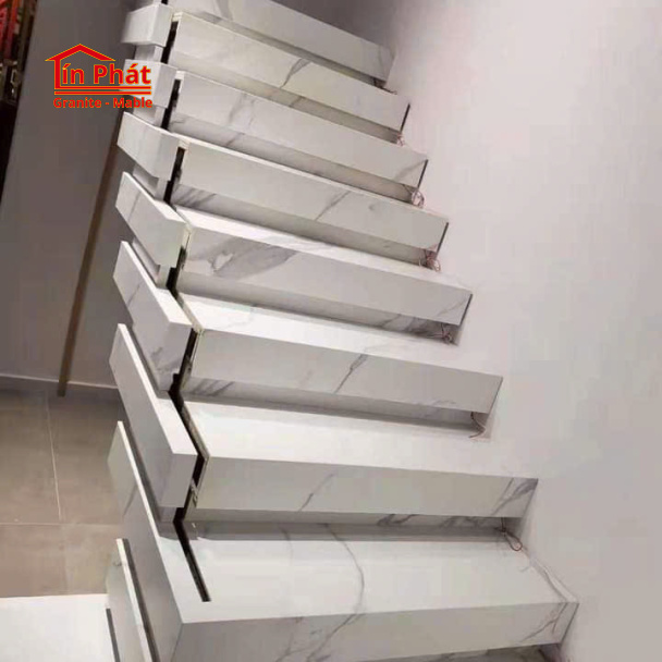 Đá cầu thang Marble Trắng Hy Lạp Khối Vuông